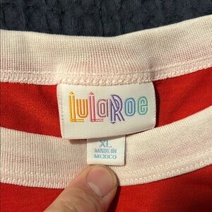 LuLaRoe Vibrant Red and White Top